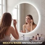 Apvalus LED vonios veidrodis su apsauga nuo rasojimo ir reguliuojamu apšvietimu (Sidabrinė) – Paveikslėlis 3