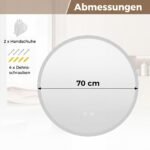 Apvalus LED vonios veidrodis su reguliuojamu apšvietimu ir apsauga nuo rasojimo (Sidabrinė) – Paveikslėlis 2