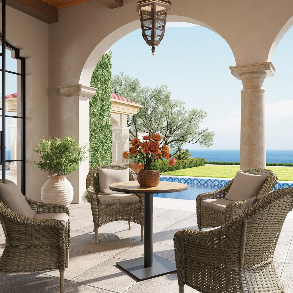 Apvalus lauko staliukas su lentjuostėmis 70 cm skersmens – Paveikslėlis 2