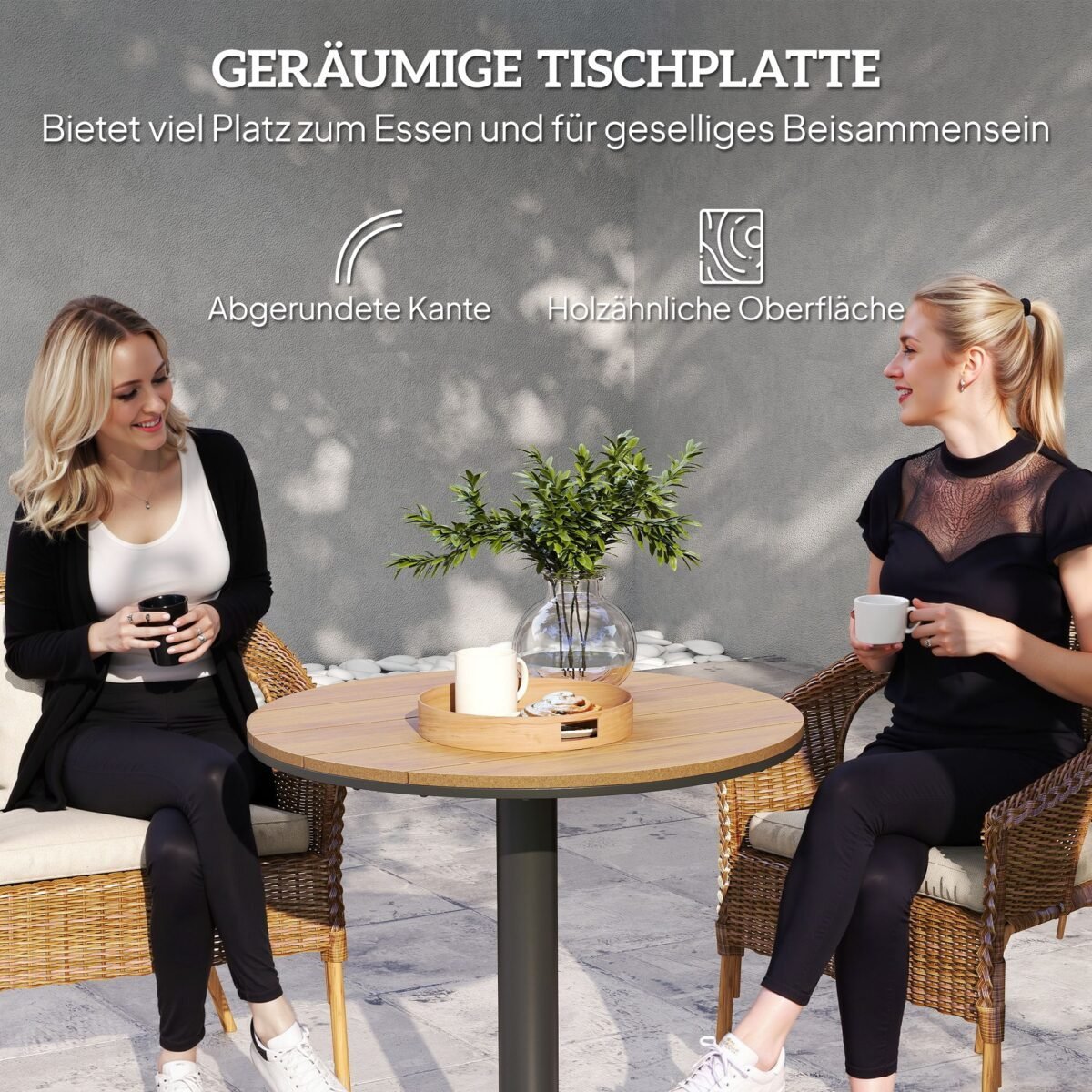 Apvalus lauko staliukas su lentjuostėmis 70 cm skersmens – Paveikslėlis 4