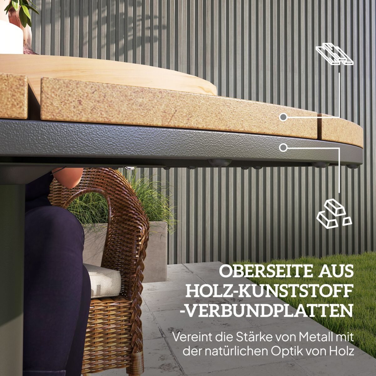 Apvalus lauko staliukas su lentjuostėmis 70 cm skersmens – Paveikslėlis 6