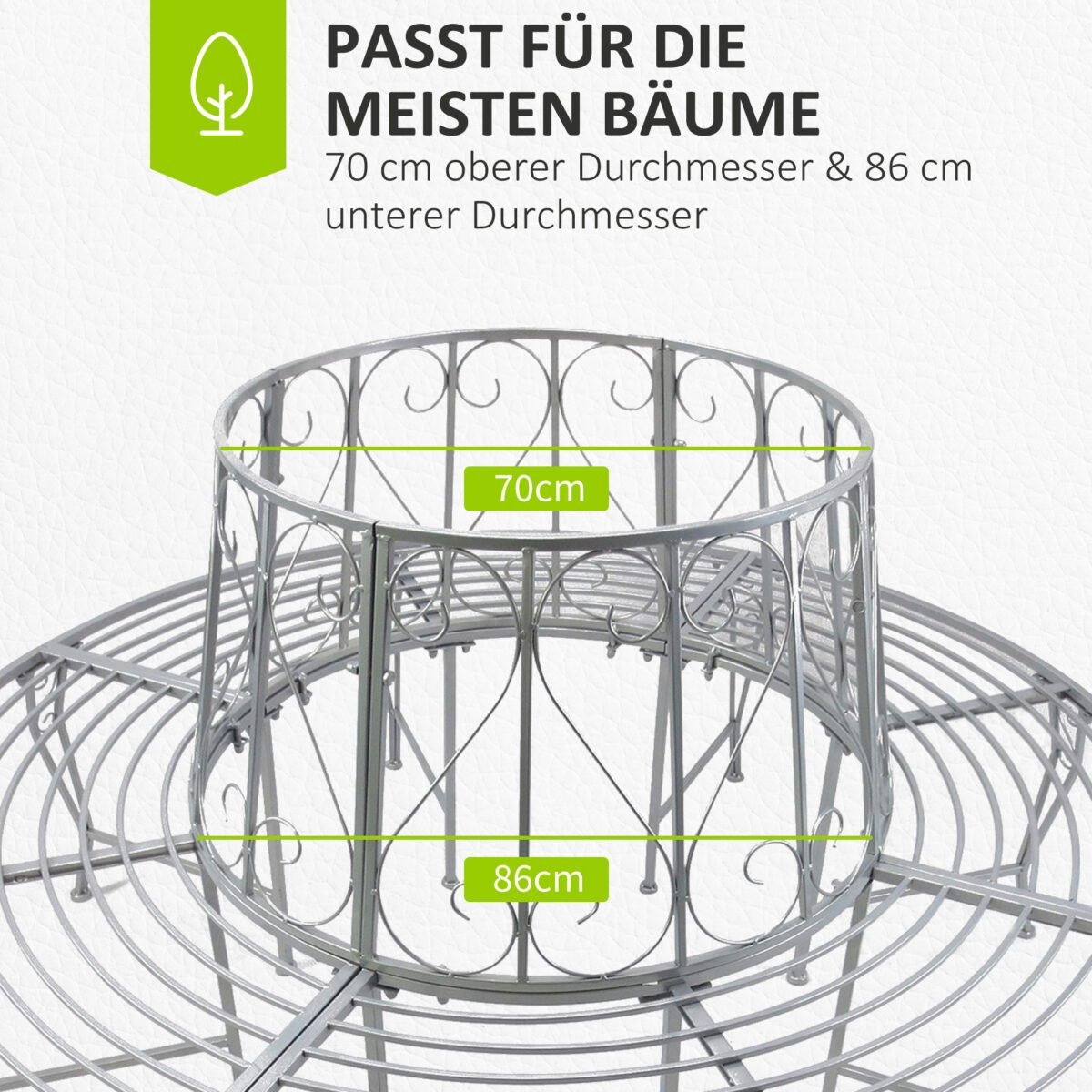 Apvalus metalinis medžio suolas Ø160 cm – Paveikslėlis 4