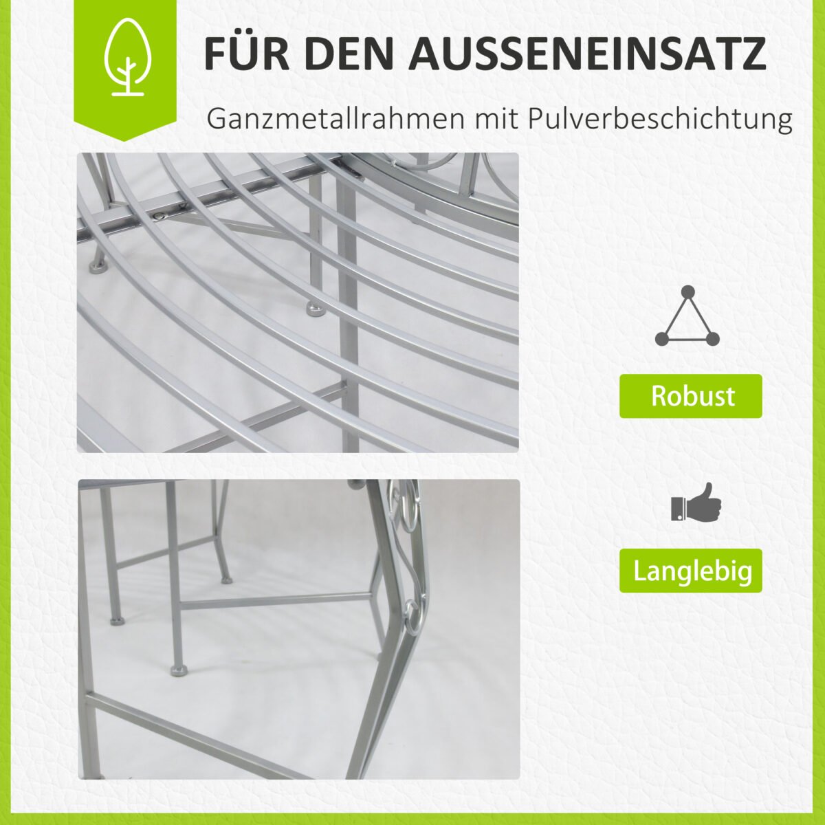 Apvalus metalinis medžio suolas Ø160 cm – Paveikslėlis 5