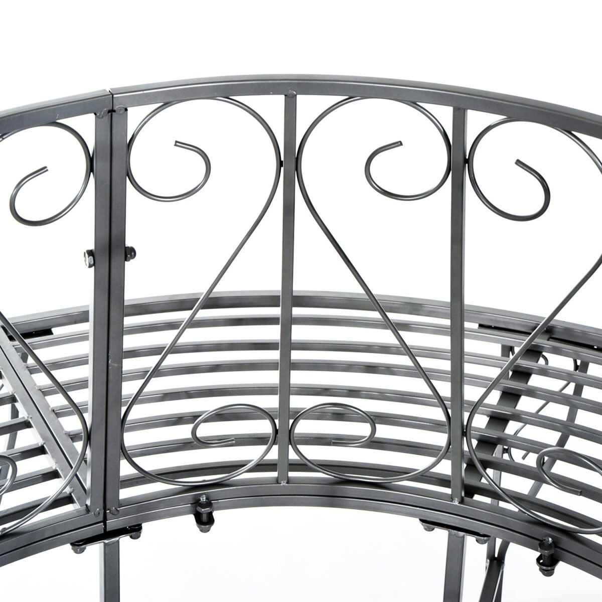 Apvalus metalinis medžio suolas Ø160 cm – Paveikslėlis 7