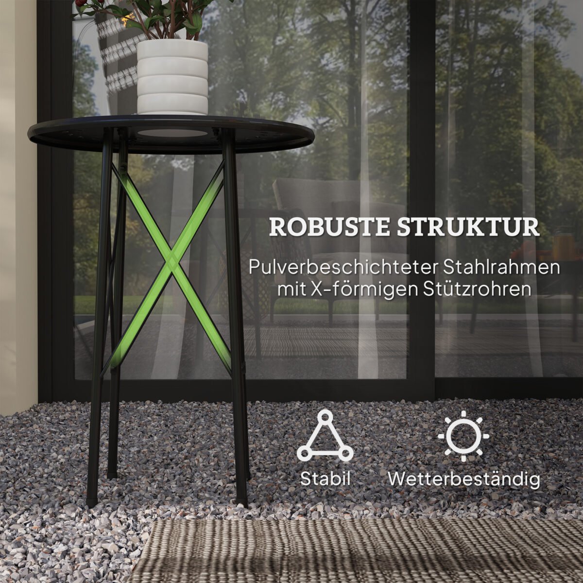 Apvalus plieninis lauko staliukas su gėlių raštu – Paveikslėlis 5