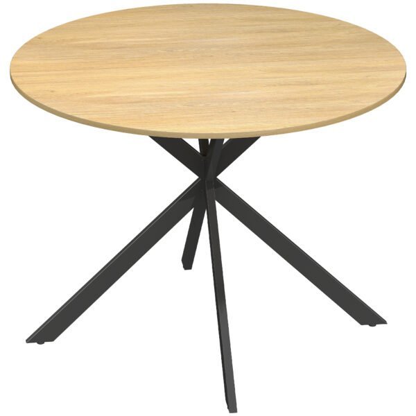 Apvalus valgomojo stalas 4 asmenims su industrinio stiliaus plieninėmis kojomis