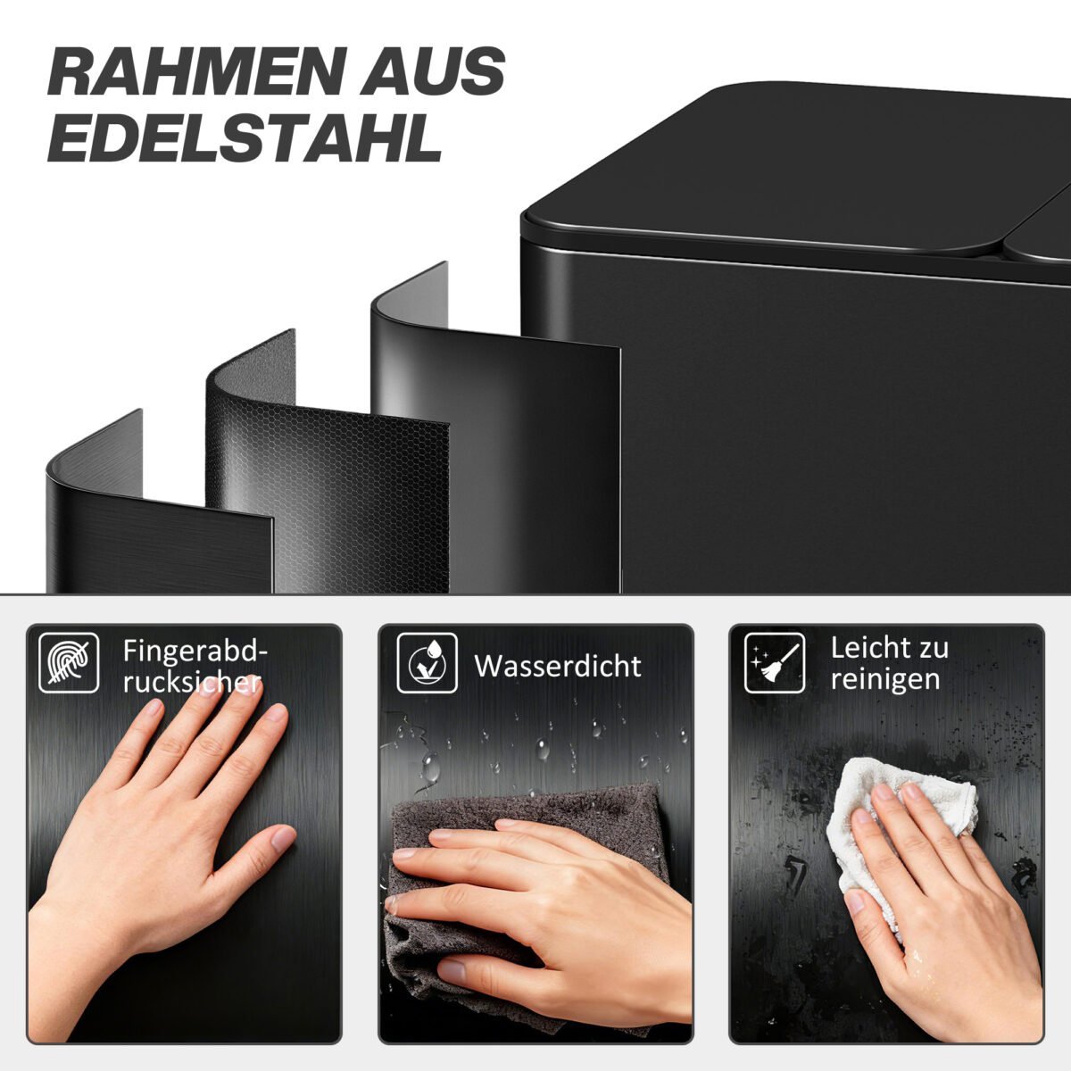 Atliekų rūšiavimo šiukšliadėžė su 3 x 15 L skyriais ir kvapų kontrolės sistema – Paveikslėlis 8