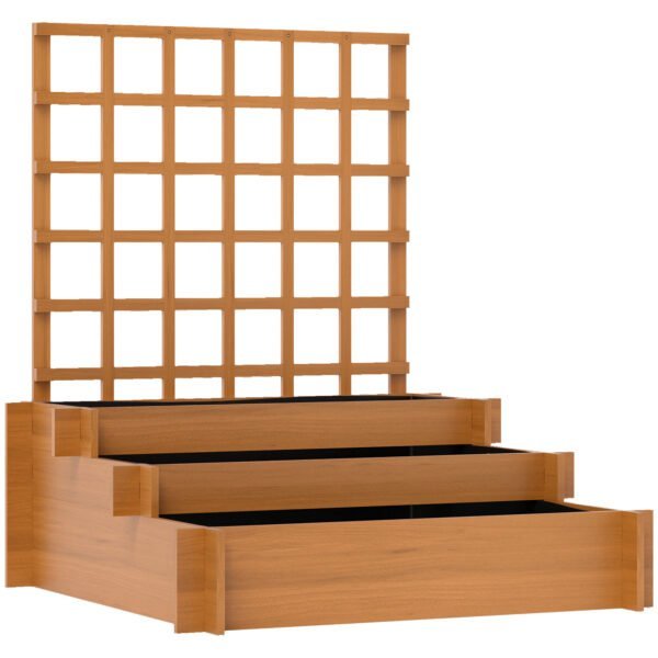 Aukšta 3 pakopų eglės medienos lysvė su atrama vijokliams