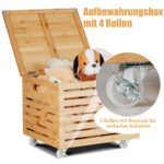Bambukinė daiktadėžė su ratukais ir dangčiu (Natūrali) – Paveikslėlis 3