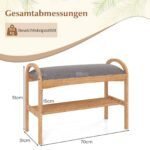 Bambusinis batų suoliukas su paminkštinta sėdyne ir dviejų lygių lentyna (Pilka) – Paveikslėlis 2