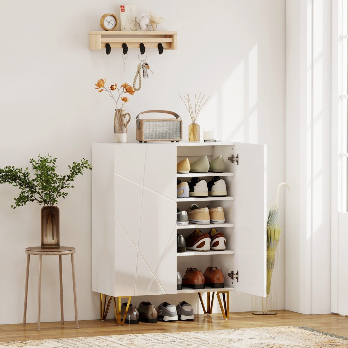 Batų spintelė su 2 durelėmis ir reguliuojamomis lentynomis – Paveikslėlis 2