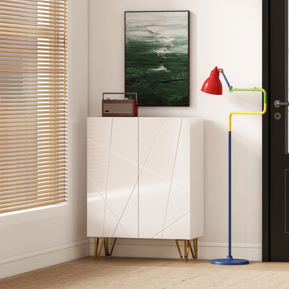 Batų spintelė su 2 durelėmis ir reguliuojamomis lentynomis – Paveikslėlis 9