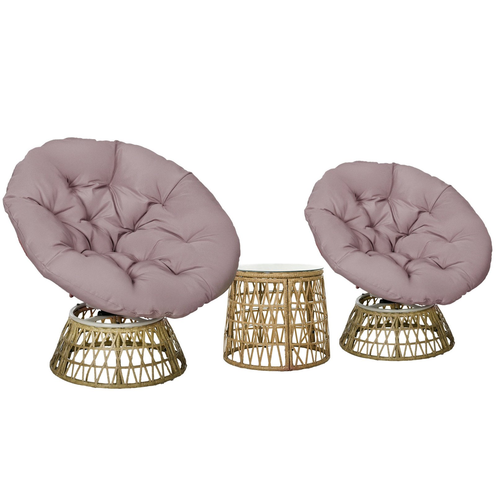 Bistro komplektas su 360° pasukamomis kėdėmis atsparus oro sąlygoms