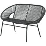 Boho stiliaus dvivietė ratano sodo sofa