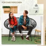 Boho stiliaus dvivietė ratano sodo sofa – Paveikslėlis 4