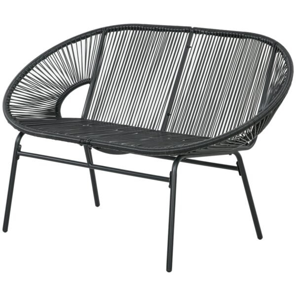 Boho stiliaus dvivietė ratano sodo sofa