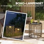 Boho stiliaus rataniniai pastatomi lauko šviestuvai su saulės baterijomis ir šviesos jutikliu 2 dalių rinkinys – Paveikslėlis 4