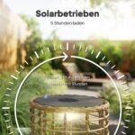 Boho stiliaus rataniniai pastatomi lauko šviestuvai su saulės baterijomis ir šviesos jutikliu 2 dalių rinkinys – Paveikslėlis 5
