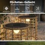 Boho stiliaus rataniniai pastatomi lauko šviestuvai su saulės baterijomis ir šviesos jutikliu 2 dalių rinkinys – Paveikslėlis 7
