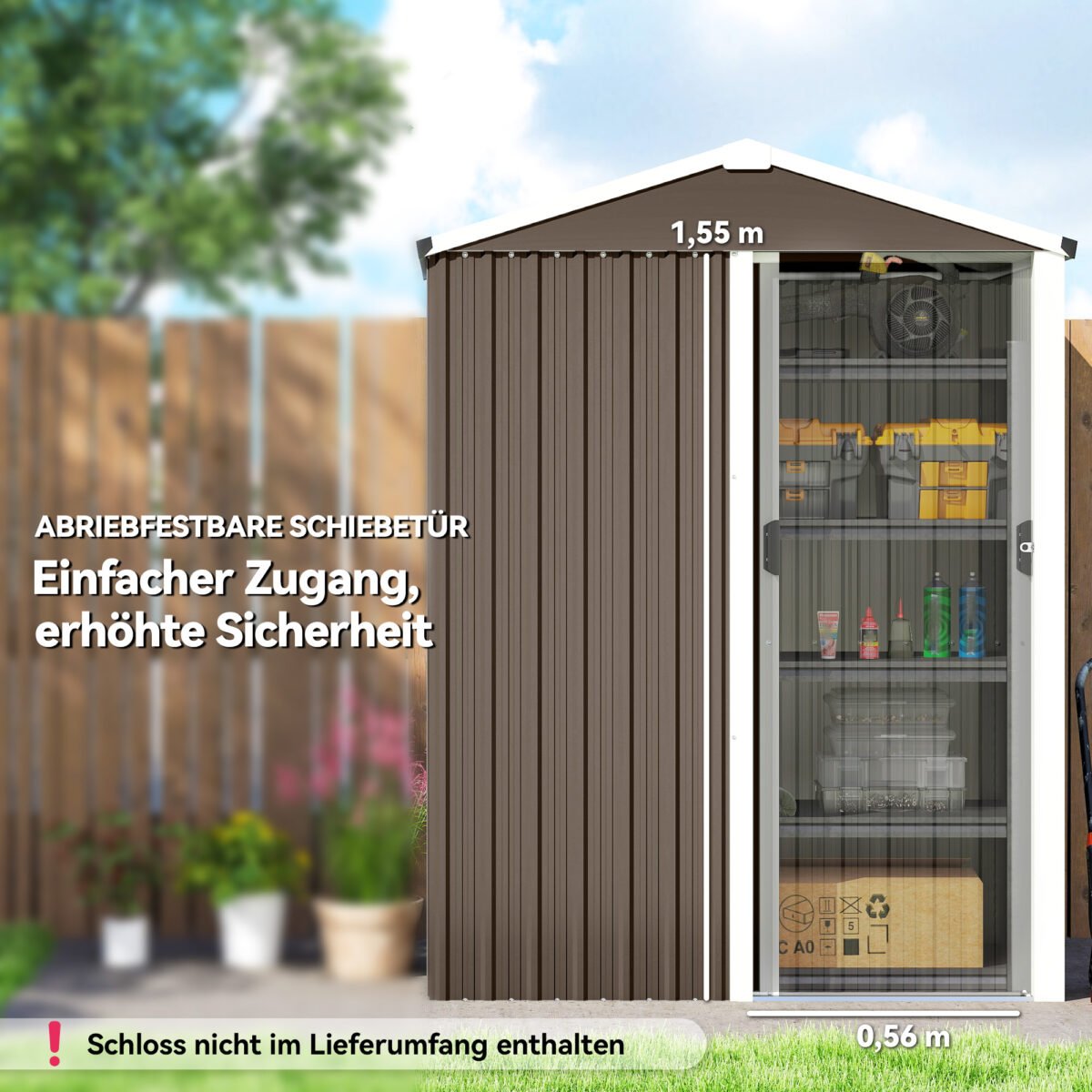 Cinkuoto plieno įrankių sandėliukas su rakinamomis stumdomomis durimis – Paveikslėlis 5