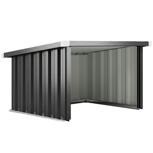 Cinkuoto plieno robotinės vejapjovės garažas su šlaitiniu stogu