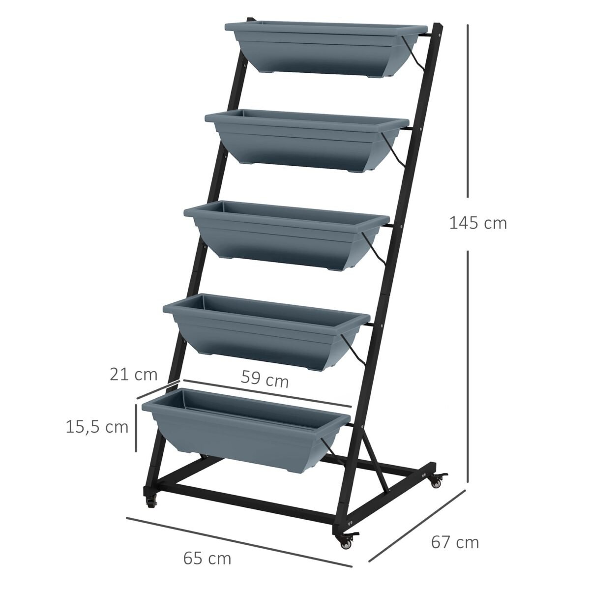 Daugiaaukštė oro sąlygoms atspari augalų lentyna su 5 vazonais – Paveikslėlis 3