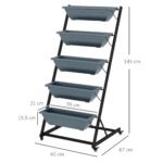 Daugiaaukštė oro sąlygoms atspari augalų lentyna su 5 vazonais – Paveikslėlis 3