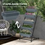 Daugiaaukštė oro sąlygoms atspari augalų lentyna su 5 vazonais – Paveikslėlis 8