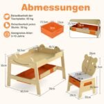 Daugiafunkcinis 5-in-1 vaikiškas stalas su pasukama lenta ir integruotomis daiktadėžėmis (Natūrali)