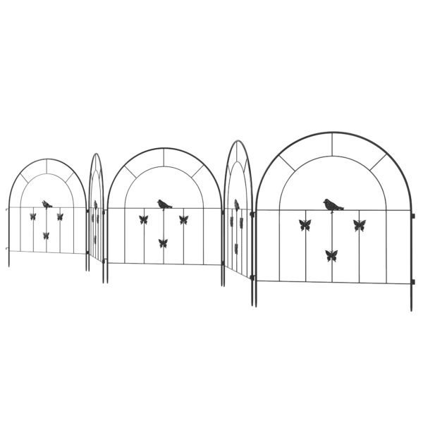 Dekoratyvinė plieninė sodo tvora su 5 įsmeigiamais segmentais 300x70 cm