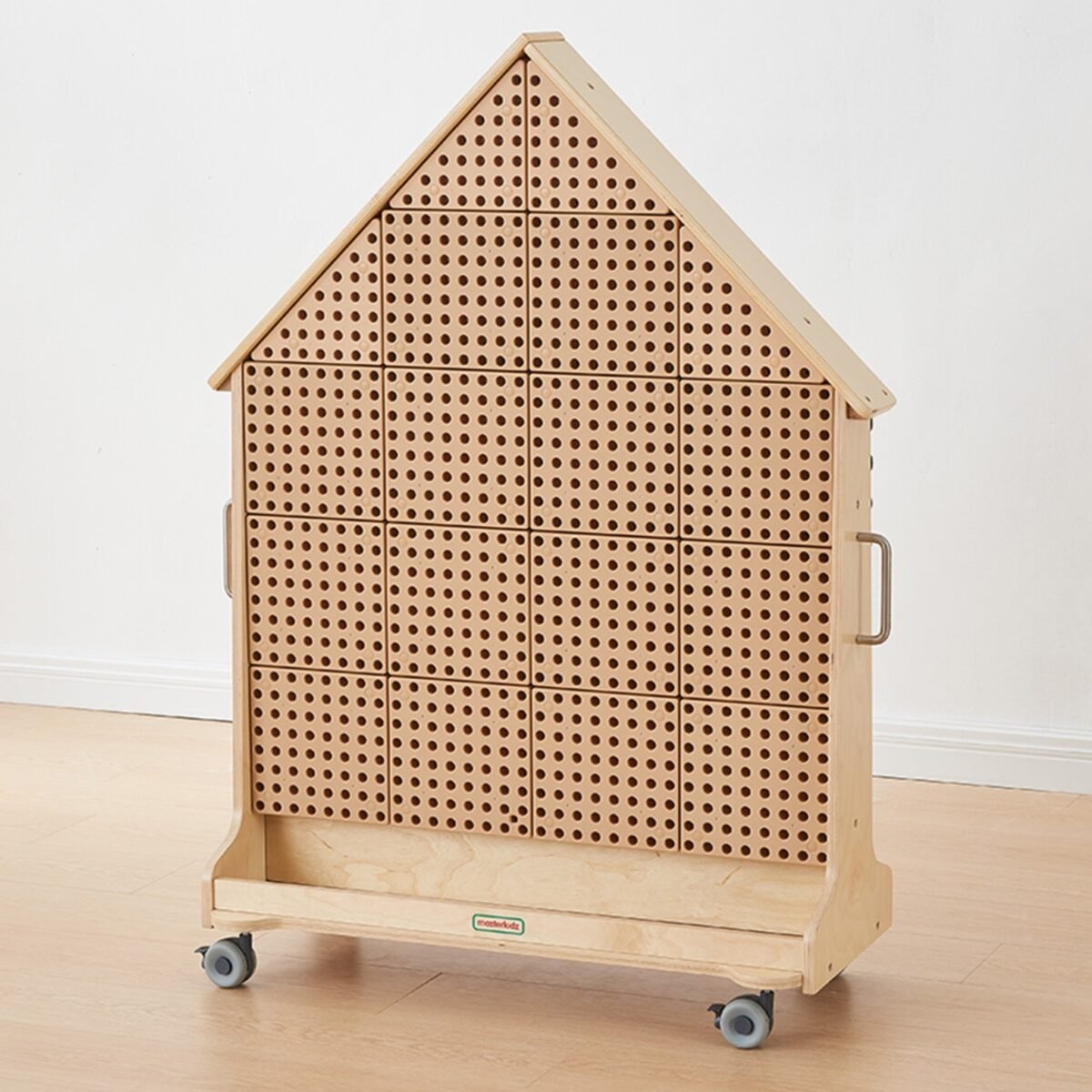 Didelė medinė namelio formos dvipusė STEAM lenta su ratukais – Paveikslėlis 4