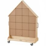 Didelė medinė namelio formos dvipusė STEAM lenta su ratukais – Paveikslėlis 5