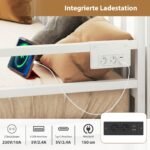 Dienos lova su LED apšvietimu įkrovimo stotele ir ištraukiamu patalu (Balta)