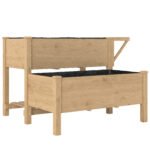 Dviaukštė medinė pakelta lysvė su lentynomis