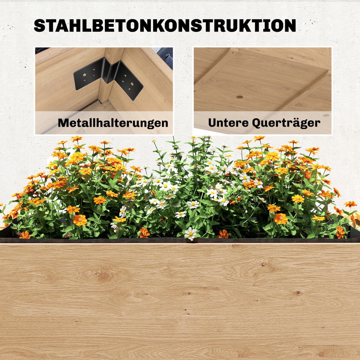 Dviaukštė medinė pakelta lysvė su lentynomis – Paveikslėlis 7