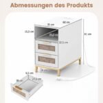 Dviejų dalių naktinių staliukų komplektas su įkrovimo stotele ir 2 stalčiais (Balta) – Paveikslėlis 2