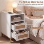 Dviejų dalių naktinių staliukų komplektas su įkrovimo stotele ir 2 stalčiais (Balta) – Paveikslėlis 4