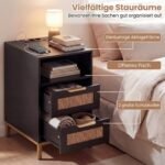 Dviejų dalių naktinių staliukų komplektas su integruota įkrovimo stotele (Juoda)