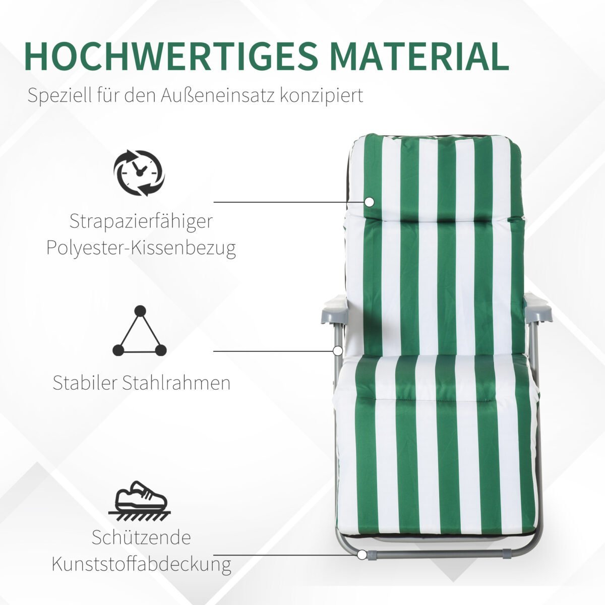 Dviejų sulankstomų sodo gultų komplektas su 5 padėčių reguliuojamais atlošais ir minkštomis pagalvėlėmis – Paveikslėlis 7