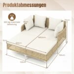 Rataninis dvigulis gultas su pagalvėlėmis sėdynei ir nugarai (Smėlio spalvos) – Paveikslėlis 5