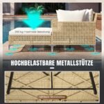 Rataninis dvigulis gultas su pagalvėlėmis sėdynei ir nugarai (Smėlio spalvos) – Paveikslėlis 3