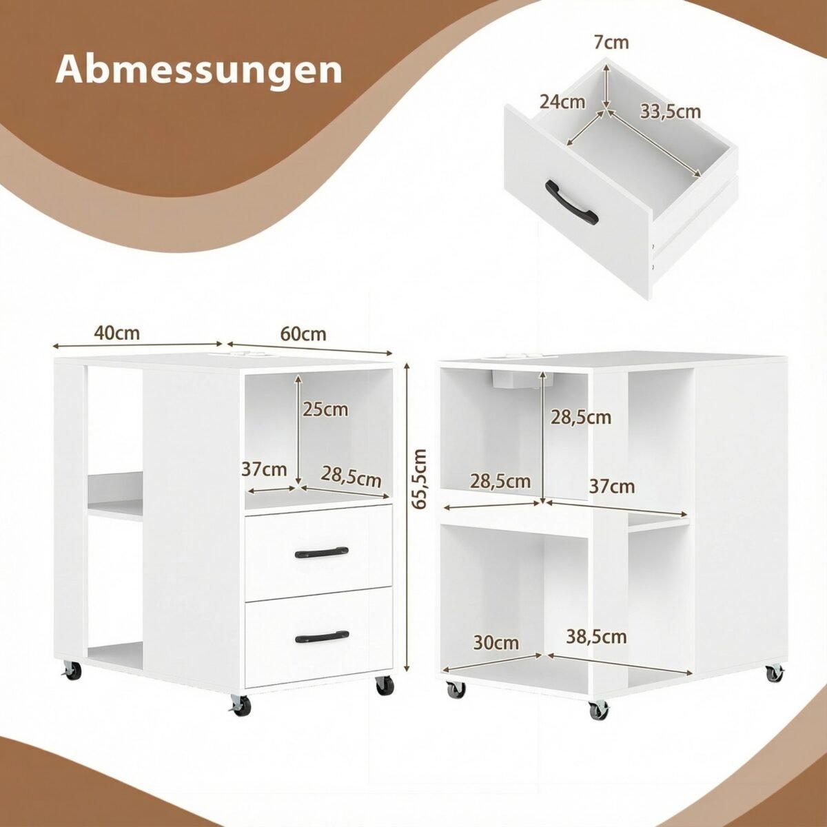 Dvipusis universalus staliukų komplektas su ratukais ir įkrovimo stotele (Balta) – Paveikslėlis 3