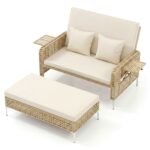 Dvivietė lauko sofa-lova su daiktadėže ir reguliuojamu atlošu (Smėlio) – Paveikslėlis 2