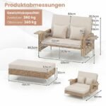 Dvivietė lauko sofa-lova su daiktadėže ir reguliuojamu atlošu (Smėlio)