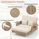 Dvivietė lauko sofa-lova su daiktadėže ir reguliuojamu atlošu (Smėlio) – Paveikslėlis 10