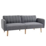 Sofa-lova dvivietė su reguliuojamais atlošais ir lino imitacijos apmušalais