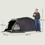 Dvivietė tunelinė palapinė su atskira svetainės zona ir UV 50+ apsauga – Paveikslėlis 3