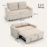 Dvivietė išskleidžiama sofa-lova su kordo apmušalu ir šoninėmis kišenėmis – Paveikslėlis 3