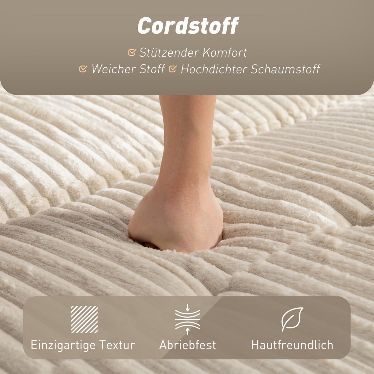 Dvivietė išskleidžiama sofa-lova su kordo apmušalu ir šoninėmis kišenėmis – Paveikslėlis 6