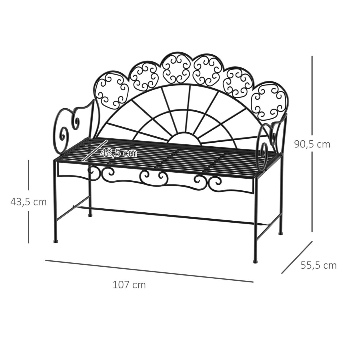 Dvivietis sodo suoliukas atsparus rūdims – Paveikslėlis 3